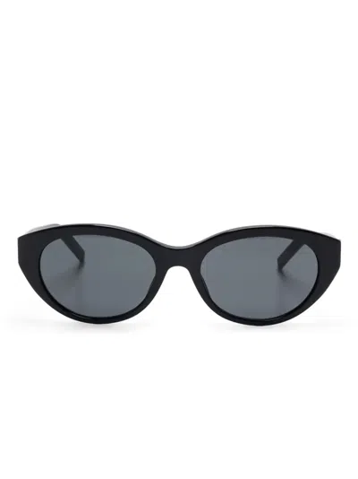 Saint Laurent Logo Cat-eye Sunglasses In Black