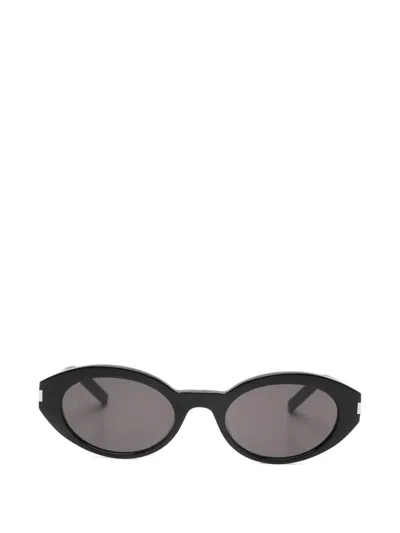 Pre-owned Saint Laurent Oval-frame Sunglasses In Black