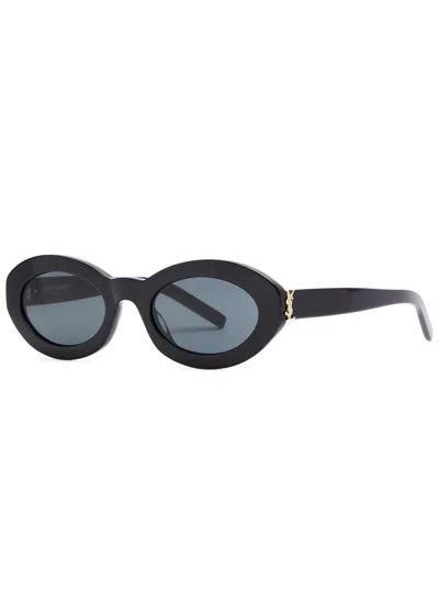 Saint Laurent Oval-frame Sunglasses In Black