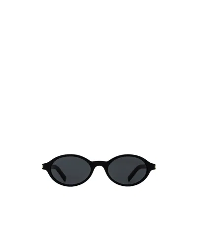 Saint Laurent Oval Frame Sunglasses In Black
