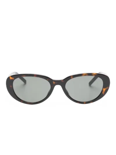 Saint Laurent Oval-frame Sunglasses In Brown