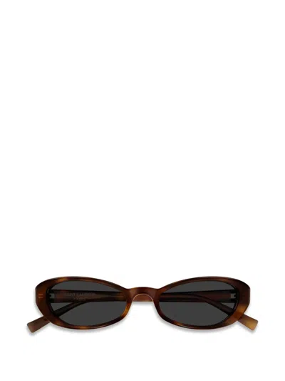Saint Laurent Oval-frame Sunglasses In Brown