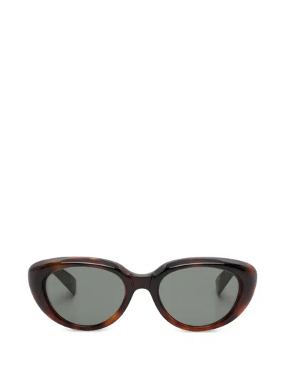 Saint Laurent Oval-frame Sunglasses In Brown