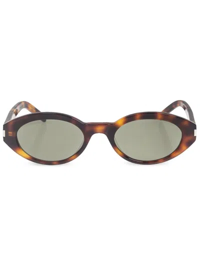 Saint Laurent Oval-frame Sunglasses In Brown