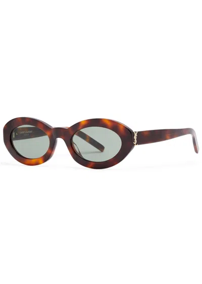 Saint Laurent Oval-frame Sunglasses In Brown