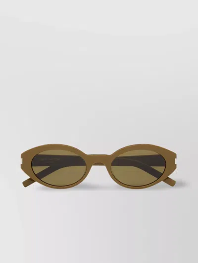 Saint Laurent Oval Frame Sunglasses Dark Lenses In Brown