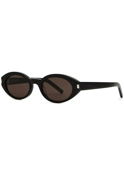 Saint Laurent Oval-frame Sunglasses, Designer Sunglasses, Black