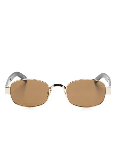 Saint Laurent Oval-frame Sunglasses In Gold