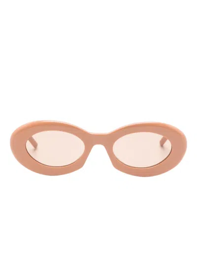 Saint Laurent Oval-frame Sunglasses In Brown