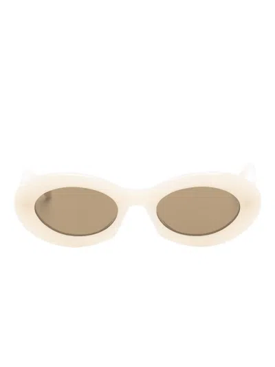 Saint Laurent Oval-frame Sunglasses In Neutral