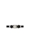 Saint Laurent Oval Leather Ring Bracelet In Black