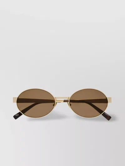 Saint Laurent Oval Metal Sunglasses With Curved Slim Arms