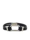 Saint Laurent Oval-ring Leather Bracelet In Black