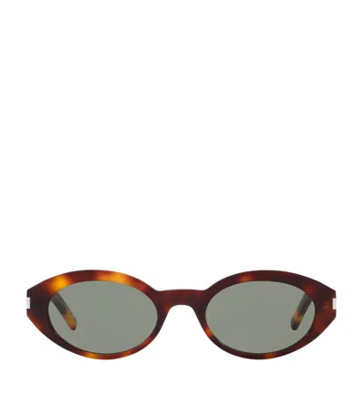 Saint Laurent Oval Sl 567 Sunglasses In Blue