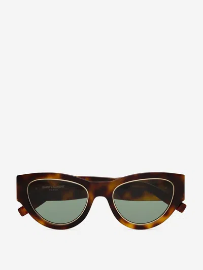 Saint Laurent Oval Sunglasses In Brown