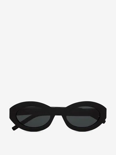 Saint Laurent Oval-frame Acetate Sunglasses In Black