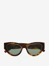 Saint Laurent Brown Sunglasses With Thick Frame And Tortoiseshell Print In Acetate Woman In Carey