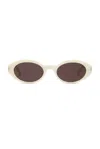 Saint Laurent Full Frame Sunglasses In Ivory & Black