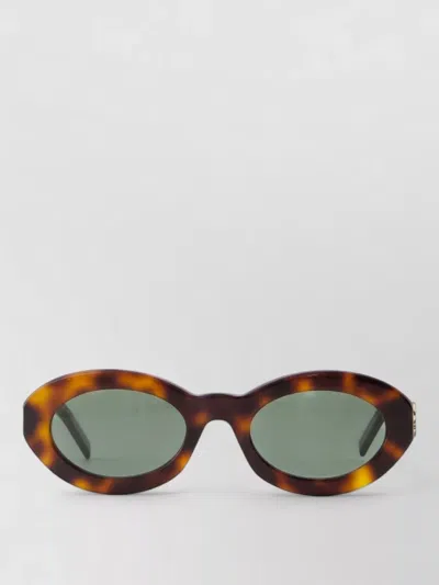 Saint Laurent Oval Sunglasses Lenses Tortoiseshell Frame Design In Green