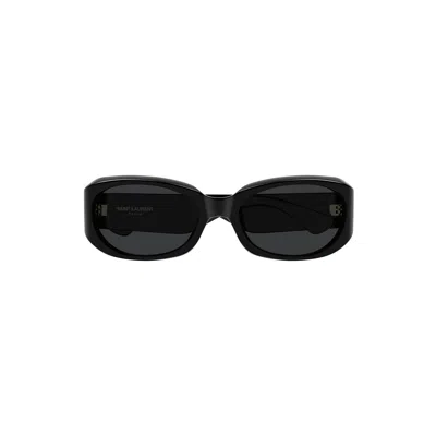 Saint Laurent Oval Sunglasses With Injection Frames In Black