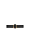 Saint Laurent Oval Wide Leather Belt In Black
