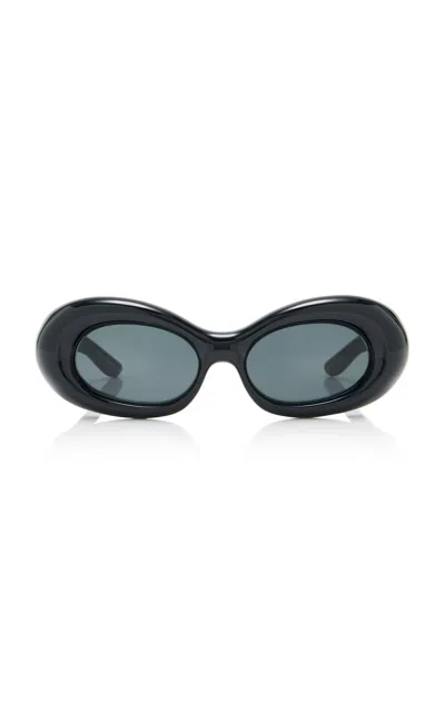 Saint Laurent Oval-framed Bio-injection Sunglasses In Black