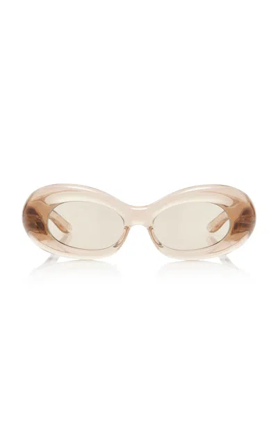 Saint Laurent Oval-framed Bio-injection Sunglasses In Gold