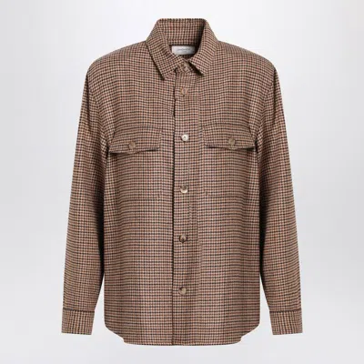 SAINT LAURENT OVERSHIRT IN BEIGE/BROWN/BLACK HOUNDSTOOTH