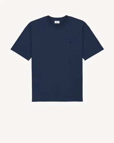Saint Laurent Cotton-blend Cassandre T-shirt In Blue