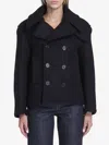 Saint Laurent Oversize Pea Coat In Black