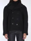 Saint Laurent Oversize Pea Coat In Black