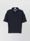 Saint Laurent Men Navy Blue Silk Oversize Polo Shirt In Blue