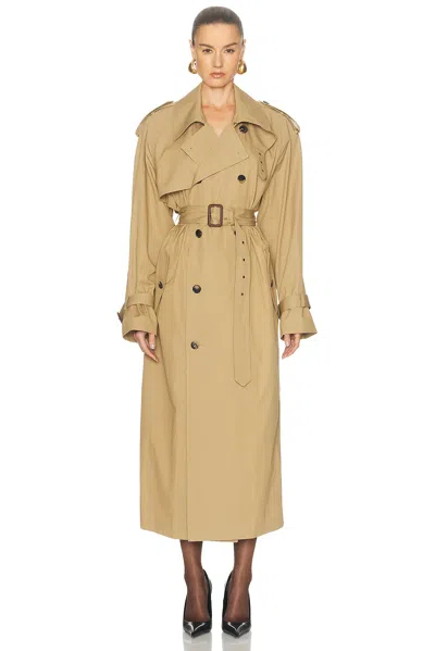 Saint Laurent Oversize Trench Coat In Beige