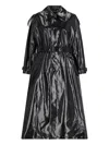 Saint Laurent Patent Double-breasted Coat In Black  