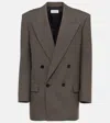 Saint Laurent Wool Gabardine Jacket In Grey