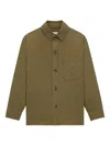Saint Laurent Cassandre Overshirt In Cotton Gabardine And Linen In Brown