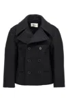 Saint Laurent Black Double-breasted Coat With Classic Wide Revers In Wool Woman