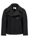 Saint Laurent Oversized Virgin Wool Peacoat In Black