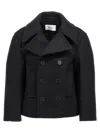 Saint Laurent Black Double-breasted Coat With Classic Wide Revers In Wool Woman