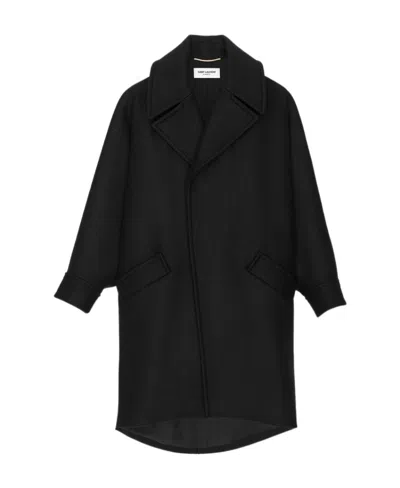 Saint Laurent Oversized Coat In Wool In Black
