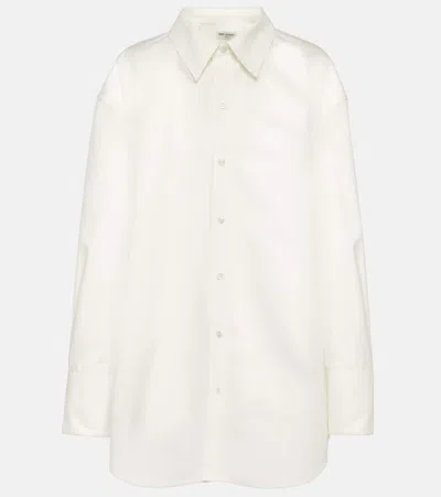 Saint Laurent Oversized Cotton Poplin Shirt In White
