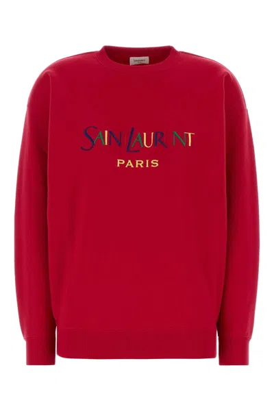 Saint Laurent Oversized Cotton Sweatshirt For Women In Red