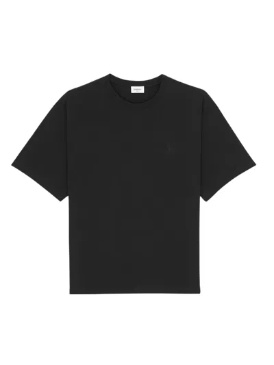 Saint Laurent Oversized Cotton T-shirt With Embroidered Chest Logo In Multi