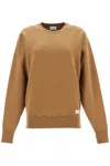 Saint Laurent Oversized Cotton Fleece Sweatshirt In Beige