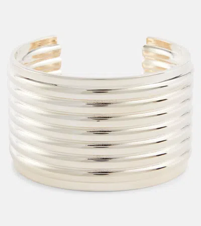 Saint Laurent Oversized Cuff Bracelet In Shiny Silver