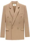Saint Laurent Oversized Double-breasted Silk Crepe Blazer In Nude & Neutrals