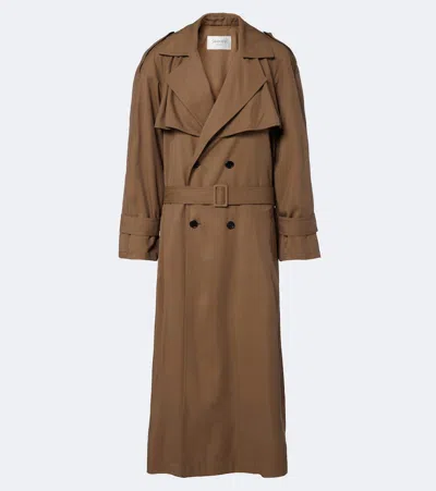 Saint Laurent Oversized Double-breasted Trench Coat In Brown