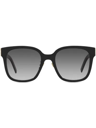 Saint Laurent Oversized-frame Logo-plaque Sunglasses In Schwarz