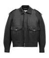 Saint Laurent Oversized Jacket In Grained Leather In Black