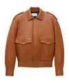 Saint Laurent Oversized Jacket In Shiny Plunged Lambskin In Brown